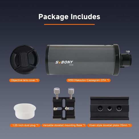 SVBONY MK90 Astronomy Visual Kit, Maksutov Cassegrain Telescope for Adults, Compact and Lightweight OTA with Finderscope, Diagonal Mirror and Zoom Eyepiece, for Planet Moon Visual, Daily Observation in Saudi Arabia