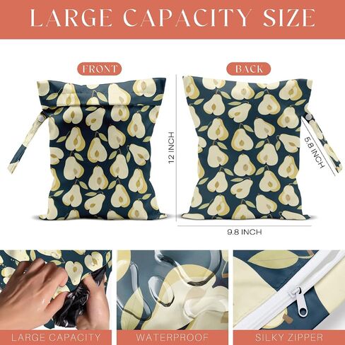 4 Pack Cute Fruit Wet Bag Waterproof Washable Reusable Wet Dry Bag for Swimsuit Dirty Clothes Cloth Diaper Travel Beach Pool Yoga Gym Toiletries Travel Beach Essentials Cherry Orange Pineapple in Kuwait