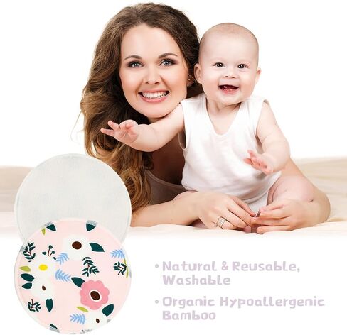 Sosation 30 Pcs Reusable Breast Pads Bamboo Nursing Pads with Wet and Laundry Bag Floral Nipple Favor Breastfeeding Mom Gift(Fresh Pattern) in Saudi Arabia