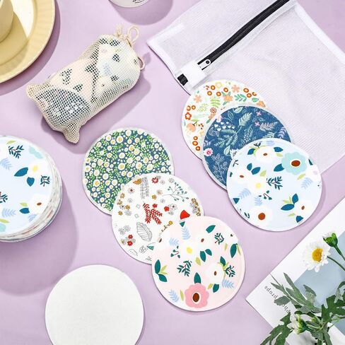 Sosation 30 Pcs Reusable Breast Pads Bamboo Nursing Pads with Wet and Laundry Bag Floral Nipple Favor Breastfeeding Mom Gift(Fresh Pattern) in Saudi Arabia
