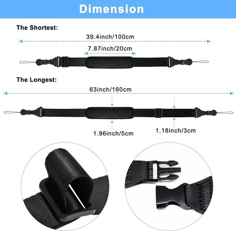 TIMISM Shoulder Strap with Pad, 2 Sets of Quick Release Buckles, Adjustable between 39" to 63", Replacement Comfortable Neck Lanyard for Camera, Tablet, iPad, Laptop, Binocular, Luggage Bag, Black in Kuwait