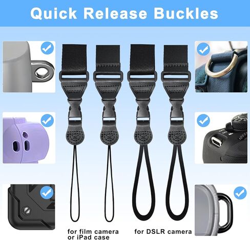 TIMISM Shoulder Strap with Pad, 2 Sets of Quick Release Buckles, Adjustable between 39" to 63", Replacement Comfortable Neck Lanyard for Camera, Tablet, iPad, Laptop, Binocular, Luggage Bag, Black in Kuwait