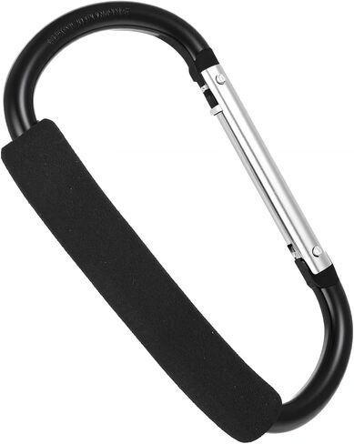 خطاط السنانير لوجود الأعراق لأكياس معلقة والتسوق ، مقطع عربات كبير 5 '' ، إكسسوارات Universal Strollers للأم ، مقطع Carabiner كبير الثقيلة (أسود) in Saudi Arabia
