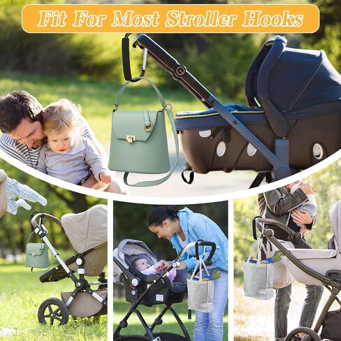 خطاط السنانير لوجود الأعراق لأكياس معلقة والتسوق ، مقطع عربات كبير 5 '' ، إكسسوارات Universal Strollers للأم ، مقطع Carabiner كبير الثقيلة (أسود) in Saudi Arabia