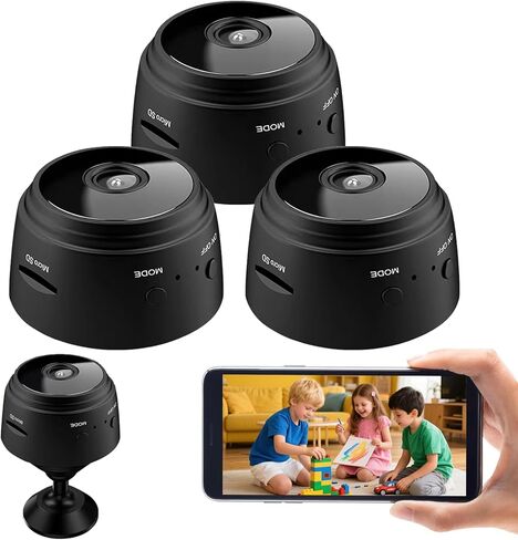 3Pack Mini Camera Security Camera ، Bluetooth 1080p HD WiFi كاميرا للمراقبة المنزلية/المكتب ، Nancy Cam مع الكشف عن الحركة ، الرؤية الليلية والتحكم في التطبيق للطفل ، الحيوانات الأليفة in Kuwait