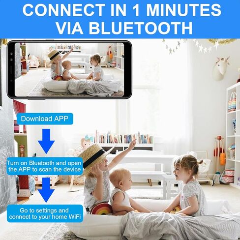 3Pack Mini Camera Security Camera ، Bluetooth 1080p HD WiFi كاميرا للمراقبة المنزلية/المكتب ، Nancy Cam مع الكشف عن الحركة ، الرؤية الليلية والتحكم في التطبيق للطفل ، الحيوانات الأليفة in Kuwait