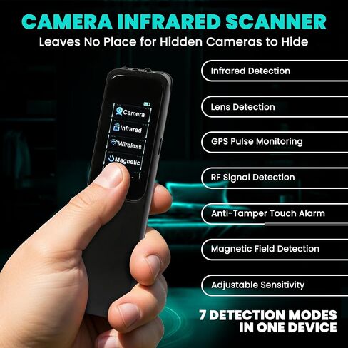 Hidden Camera Detectors – 7 Mode Spy Camera Finder & GPS Tracker Detector with Touch Screen, RF Detector, Hidden Bug and Camera Detector, Hotel Safety Devices,%1–100 Adjustable Sensitivity in Saudi Arabia