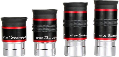 SVBONY SV188P Dielectric Mirror Star Diagonal, 90 Degree Mirror Diagonal 99% Reflectivity Dielectric Coatings Bundle with 1.25 68 Degree Ultra Wide Angle Eyepiece Set for Astronomical Obervation in Saudi Arabia