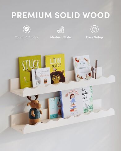 Seocry Kids' Bookshelf Set of 4 - White Floating Nursery Book Shelves, Picture Ledge Shelf for Wall Decor and Storage - Perfect for Books, Toys, Photo Frames, and Nursery Décor in Saudi Arabia