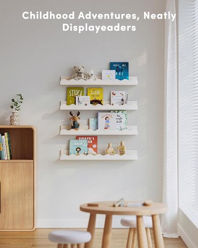 Seocry Kids' Bookshelf Set of 4 - White Floating Nursery Book Shelves, Picture Ledge Shelf for Wall Decor and Storage - Perfect for Books, Toys, Photo Frames, and Nursery Décor in Saudi Arabia
