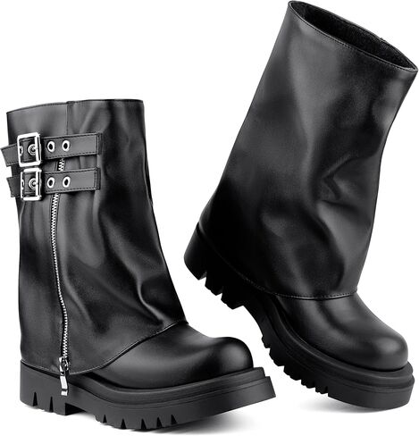 أحذية العجل الوسطى للسيدات على حذاء راكب الدراجة النارية للنساء للنساء in Kuwait