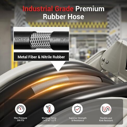 بكرة خرطوم وقود الديزل 3/4 '' × 50 قدم مع فوهة وقود ، بكرة خرطوم الوقود 300PSI قابلة للتراجع عن طريق البناء الصلب الصناعي الثقيل in Kuwait