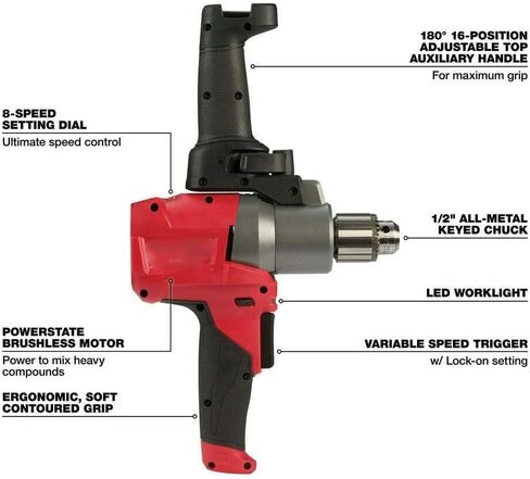 مناسبة لخلاط الطين المتغير Milwaukee M18 18V 1/2 بوصة-الأداة العارية ، النموذج# 2810-20 in Kuwait