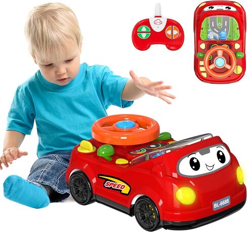 2-in-1 Toddler RC Car & Steering Wheel Toy with Music | Interactive Simulation Driving Adventure Toy for 18+ Months Baby Learning | Gift for 1.5+ Years Old Boys Girls in Saudi Arabia