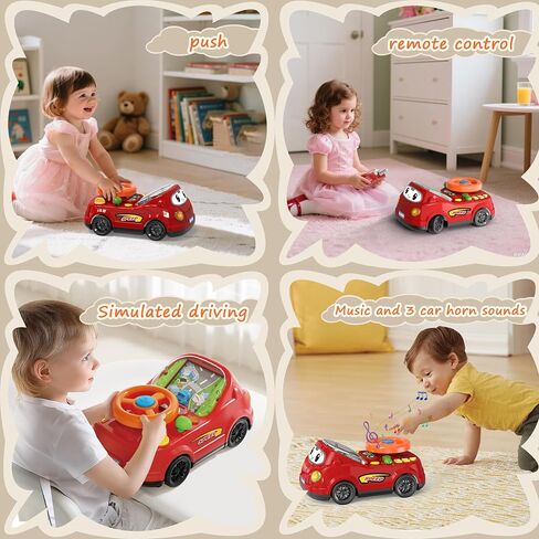 2-in-1 Toddler RC Car & Steering Wheel Toy with Music | Interactive Simulation Driving Adventure Toy for 18+ Months Baby Learning | Gift for 1.5+ Years Old Boys Girls in Saudi Arabia