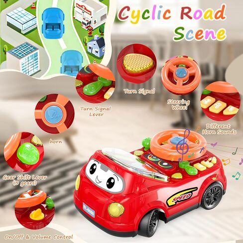 2-in-1 Toddler RC Car & Steering Wheel Toy with Music | Interactive Simulation Driving Adventure Toy for 18+ Months Baby Learning | Gift for 1.5+ Years Old Boys Girls in Saudi Arabia