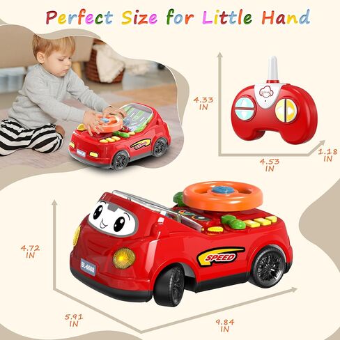 2-in-1 Toddler RC Car & Steering Wheel Toy with Music | Interactive Simulation Driving Adventure Toy for 18+ Months Baby Learning | Gift for 1.5+ Years Old Boys Girls in Saudi Arabia