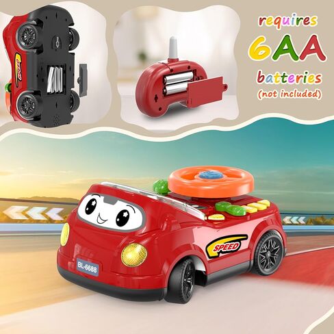 2-in-1 Toddler RC Car & Steering Wheel Toy with Music | Interactive Simulation Driving Adventure Toy for 18+ Months Baby Learning | Gift for 1.5+ Years Old Boys Girls in Saudi Arabia