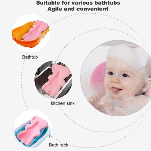 Soft Infant Bath Sponge Skid Proof Baby Bath Mat Newborn Odor Free (Pink) in Saudi Arabia
