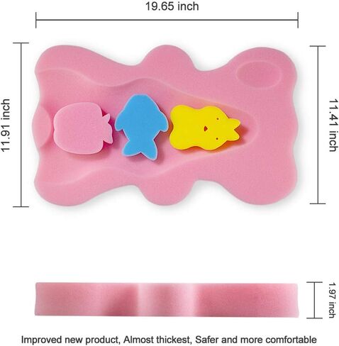 Soft Infant Bath Sponge Skid Proof Baby Bath Mat Newborn Odor Free (Pink) in Saudi Arabia