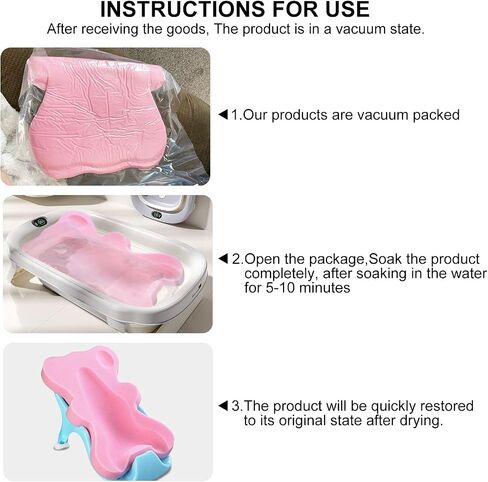 Soft Infant Bath Sponge Skid Proof Baby Bath Mat Newborn Odor Free (Pink) in Saudi Arabia