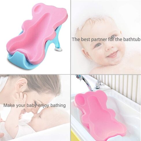 Soft Infant Bath Sponge Skid Proof Baby Bath Mat Newborn Odor Free (Pink) in Saudi Arabia