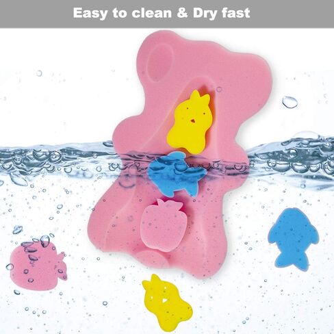 Soft Infant Bath Sponge Skid Proof Baby Bath Mat Newborn Odor Free (Pink) in Saudi Arabia