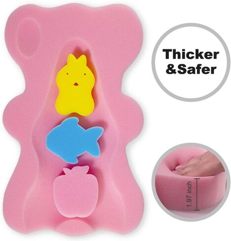 Soft Infant Bath Sponge Skid Proof Baby Bath Mat Newborn Odor Free (Pink) in Saudi Arabia