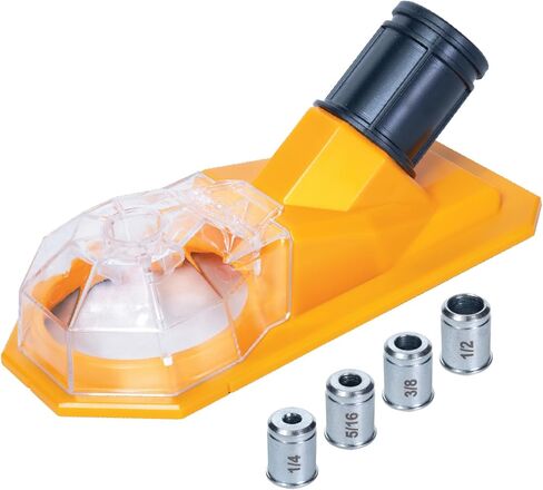 POWERTEC Drill Dust Collection Base with Suction Mount and 4 Interchangeable Drill Guide Bushings "1/4", "5/16", "3/8", "1/2" – Works with POWERTEC Hose Kits – Supports Hole Size Up to 2-5/8" (70450) in Saudi Arabia