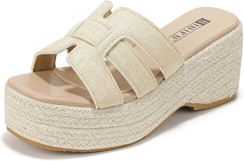 Idifu in3 منصة Espadrille Wedge Sandals للنساء شرائح شريحة Sandal Summer Beach مريحة لطيفة in Kuwait