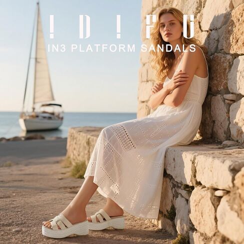 Idifu in3 منصة Espadrille Wedge Sandals للنساء شرائح شريحة Sandal Summer Beach مريحة لطيفة in Kuwait