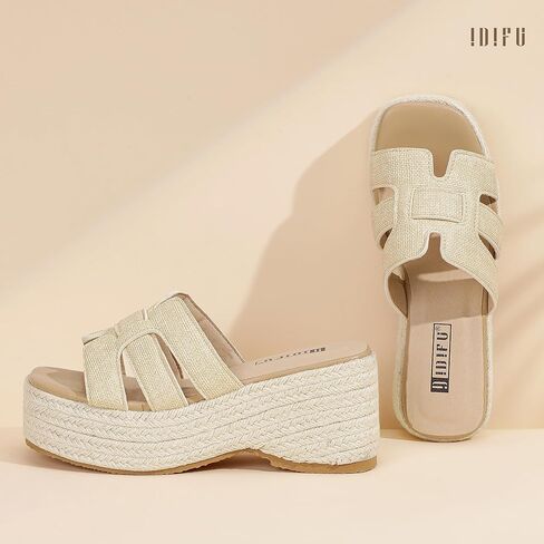 Idifu in3 منصة Espadrille Wedge Sandals للنساء شرائح شريحة Sandal Summer Beach مريحة لطيفة in Kuwait