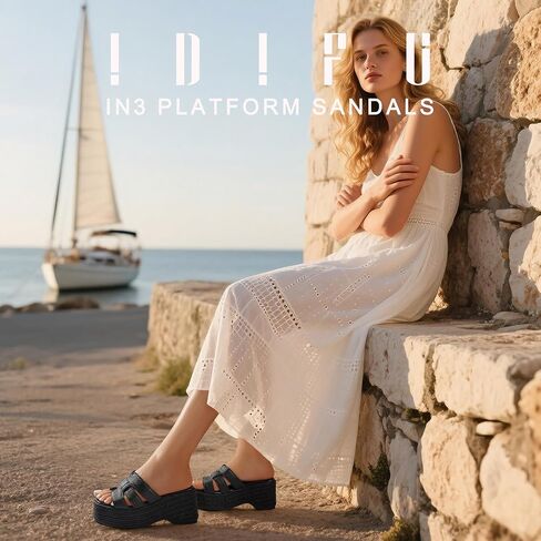 Idifu in3 منصة Espadrille Wedge Sandals للنساء شرائح شريحة Sandal Summer Beach مريحة لطيفة in Kuwait