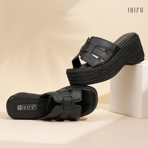 Idifu in3 منصة Espadrille Wedge Sandals للنساء شرائح شريحة Sandal Summer Beach مريحة لطيفة in Kuwait