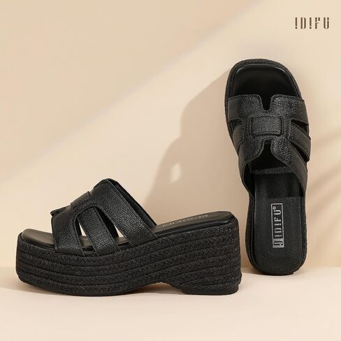 Idifu in3 منصة Espadrille Wedge Sandals للنساء شرائح شريحة Sandal Summer Beach مريحة لطيفة in Kuwait