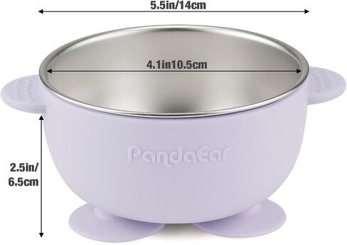 PANDAEAR ​​3 Pack Baby Baby Stain Feather مع شفط ، وعاء طعام غير قابل للانزلاق مع غلاف السيليكون للأطفال الصغار ، قاعدة قوية إضافية ، مجانية BPA in Saudi Arabia