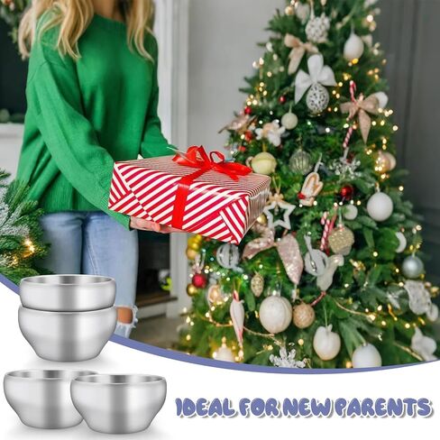 Teamfar Stainsit Steel Bowls for Kids ، 12oz Metal Baby Bowls مجموعة من 4 ، وعاء أطفال مزدوج الجدار للحبوب/الوجبات الخفيفة/الحساء ، غير سامة ، آمنة in Kuwait