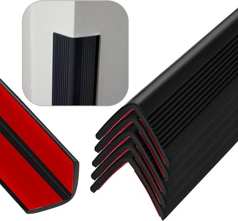 Rubber Bond Wall Corner Guard Edge Protector, Baby Proofing Corner Guards | Self-Adhesive Furniture Edge Strips for Home & Office (Black, 5 Pack) in Kuwait