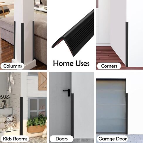 Rubber Bond Wall Corner Guard Edge Protector, Baby Proofing Corner Guards | Self-Adhesive Furniture Edge Strips for Home & Office (Black, 5 Pack) in Kuwait