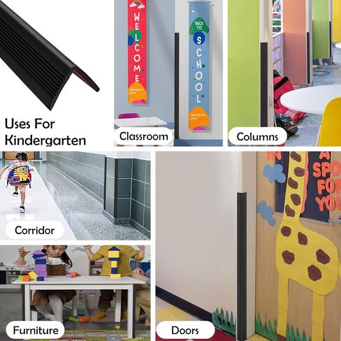 Rubber Bond Wall Corner Guard Edge Protector, Baby Proofing Corner Guards | Self-Adhesive Furniture Edge Strips for Home & Office (Black, 5 Pack) in Kuwait