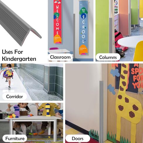 Rubber Bond Wall Corner Guard Edge Protector, Baby Proofing Corner Guards | Self-Adhesive Furniture Edge Strips for Home & Office (Black, 5 Pack) in Kuwait