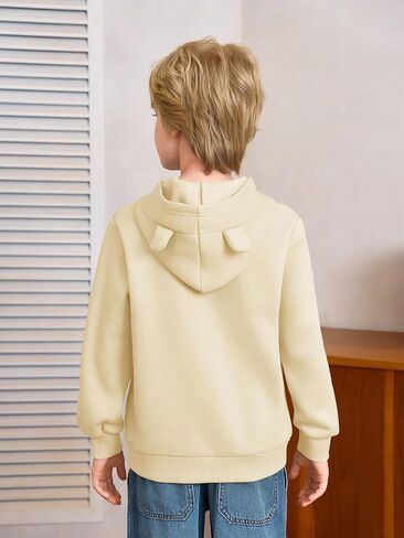 Haloumoning Baby Toddler Kid Boy Hooded Sweatshirts Fleece Hoodies Ear Hoodie Pullover Clothes with Pocket 1-8 Years in Saudi Arabia