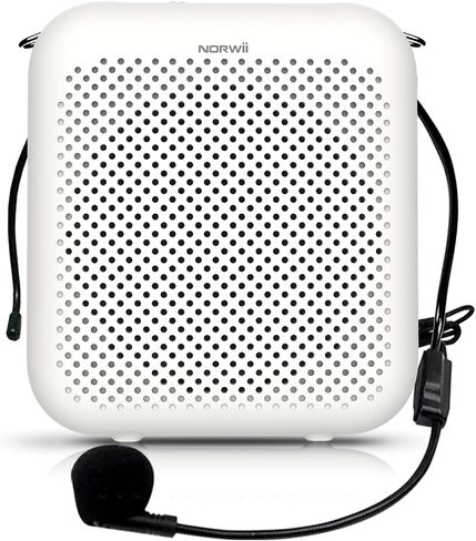 NORWII S358 Portable 2000mAh Rechargeable Voice Amplifier with Wired Microphone Headset & Waistband, Personal Microphone and Speaker for Teachers, Presentation, Tour Guides (White) in Kuwait