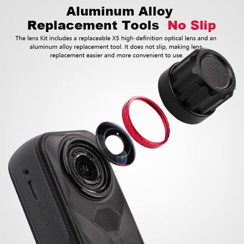 Lens Replacement Kit for Insta360 X5, Portbale [2 Pcs] Optical Glass Cover with Removal Tool + 2 Black Base, Easy Installation, Lens Guard Camera Kit for Insta 360 X5 Accessories in Saudi Arabia