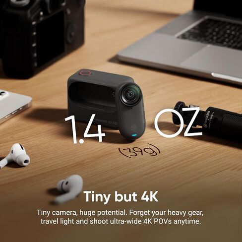 Insta360 GO 3S Cycling POV Bundle - 128 GB Black 4K Tiny Portable Vlogging Camera, Hands-Free POVs, Mount Anywhere, Stabilization, 140 Min Battery Life, 10m Waterproof, Pet POV, Black in Saudi Arabia
