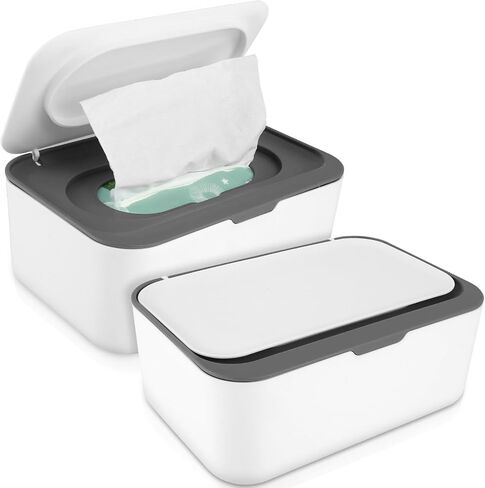 2Pcs Wipes Dispenser Wipe Holder with Lid Refillable Wet Tissue Container Keeps it Fresh Dustproof Wet Tissue Cases for Home Bedroom in Saudi Arabia