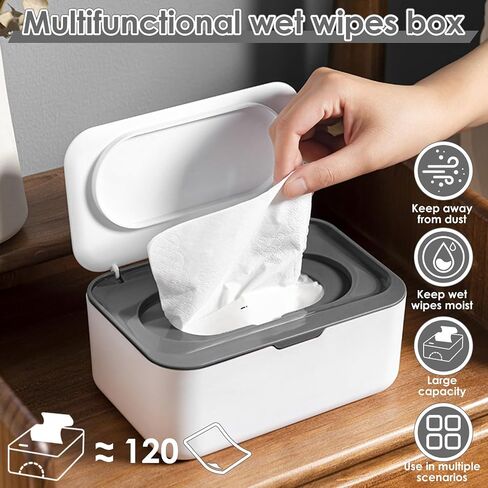 2Pcs Wipes Dispenser Wipe Holder with Lid Refillable Wet Tissue Container Keeps it Fresh Dustproof Wet Tissue Cases for Home Bedroom in Saudi Arabia