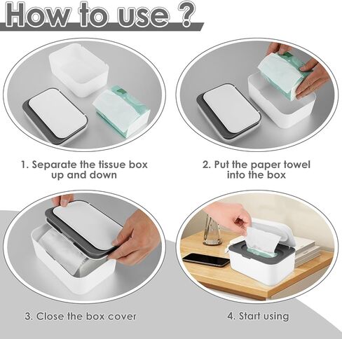 2Pcs Wipes Dispenser Wipe Holder with Lid Refillable Wet Tissue Container Keeps it Fresh Dustproof Wet Tissue Cases for Home Bedroom in Saudi Arabia