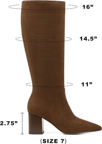 Celnepho Knee Boots High Boots مدببة إصبع القدم عجل عجل طويل القامة أحذية مكتنزة كتلة عالية الكعب طويل أحذية طويلة السوستة الجانبية الأحذية in Kuwait