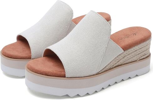 منصة صندل رافيا إسفين البغال للنساء مستديرة اصبع القدمين المفتوحين على الصنادل espadrilles slides slides sholes for vacation summer beach in Kuwait